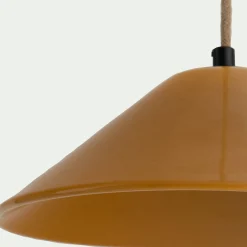 Suspension électrifiée en porcelaine D27,5cm - jaune