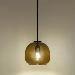 Suspension électrifiée en verre D20cm - marron