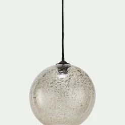 Suspension électrifiée en verre texturé D25cm - transparent