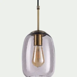 Suspension électrifiée en verre D15,5cm - gris