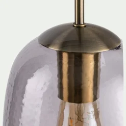 Suspension électrifiée en verre D15,5cm - gris