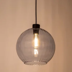 Suspension électrifiée en verre d30cm - bleu ciel