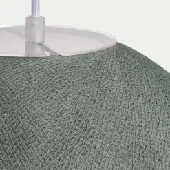 Suspension électrifiée globe en tissu D38cm - vert de gris