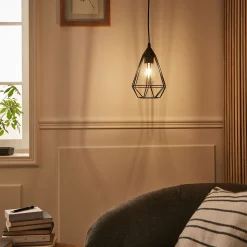 Suspension électrifiée géométrique E27 en acier D17,5cm - noir