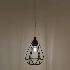 Suspension électrifiée géométrique E27 en acier D17,5cm - noir