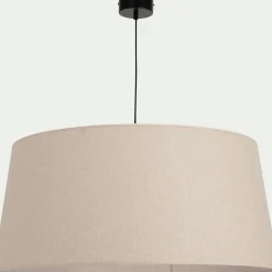 Suspension électrifiée tambour en lin et coton D78cm - beige roucas