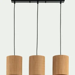 Suspension électrifiée triple en bambou L61cm - naturel