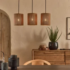 Suspension électrifiée triple en bambou L61cm - naturel