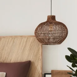 Suspension non électrifiée en rotin et fer - naturel D46cm