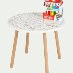 Table à colorier D50xH41,6cm - blanc