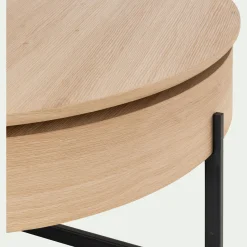 Table basse avec plateau rotatif en bois - bois clair D85xH37,5cm