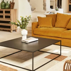 Table basse carrée en métal - noir 100x100cm