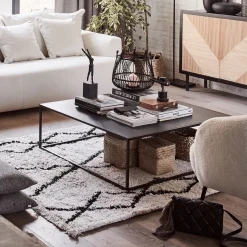 Table basse carrée en métal - noir 100x100cm