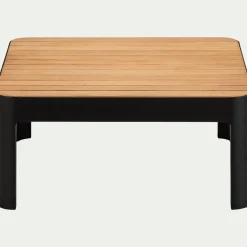 Table basse de jardin carrée en teck et aluminium - noir