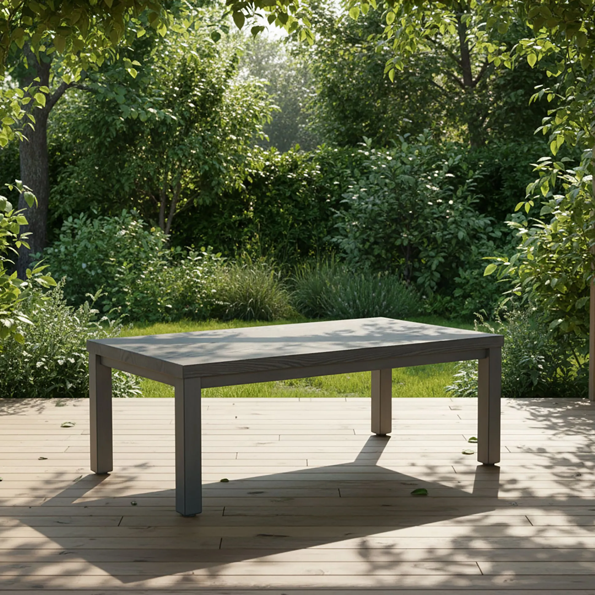 Table basse de jardin rectangulaire en aluminium - gris