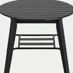 Table basse de jardin ronde en bois d'eucalyptus et aluminium - noir