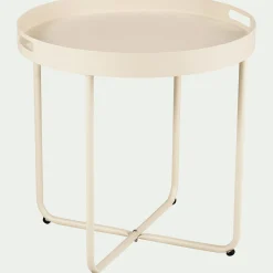 Table basse de jardin ronde en acier - beige roucas