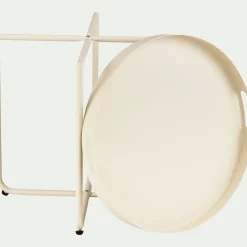 Table basse de jardin ronde en acier - beige roucas