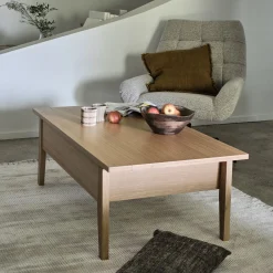 Table basse en bois avec plateau relevable - naturel