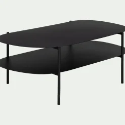 Table basse en métal forme organique asymétrique - noir L112xH40cm