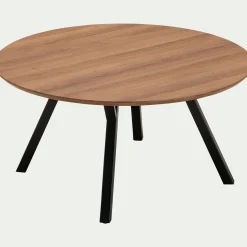 Table basse ronde en bois - bois foncé