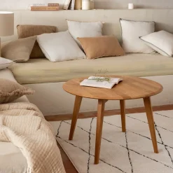 Table basse ronde en chêne massif - bois clair