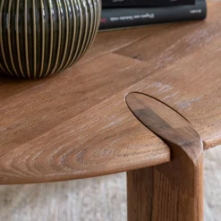 Table basse ronde en chêne massif D81cm - bois foncé