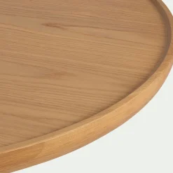 Table basse ronde en chêne et béton - naturel