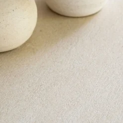 Table basse ronde en céramique et bois D80cm - beige