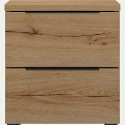 Table de chevet en bois 2 tiroirs L40xl36xH43cm- bois clair