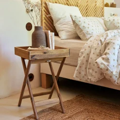 Table de chevet en bois d'acacia massif - bois clair