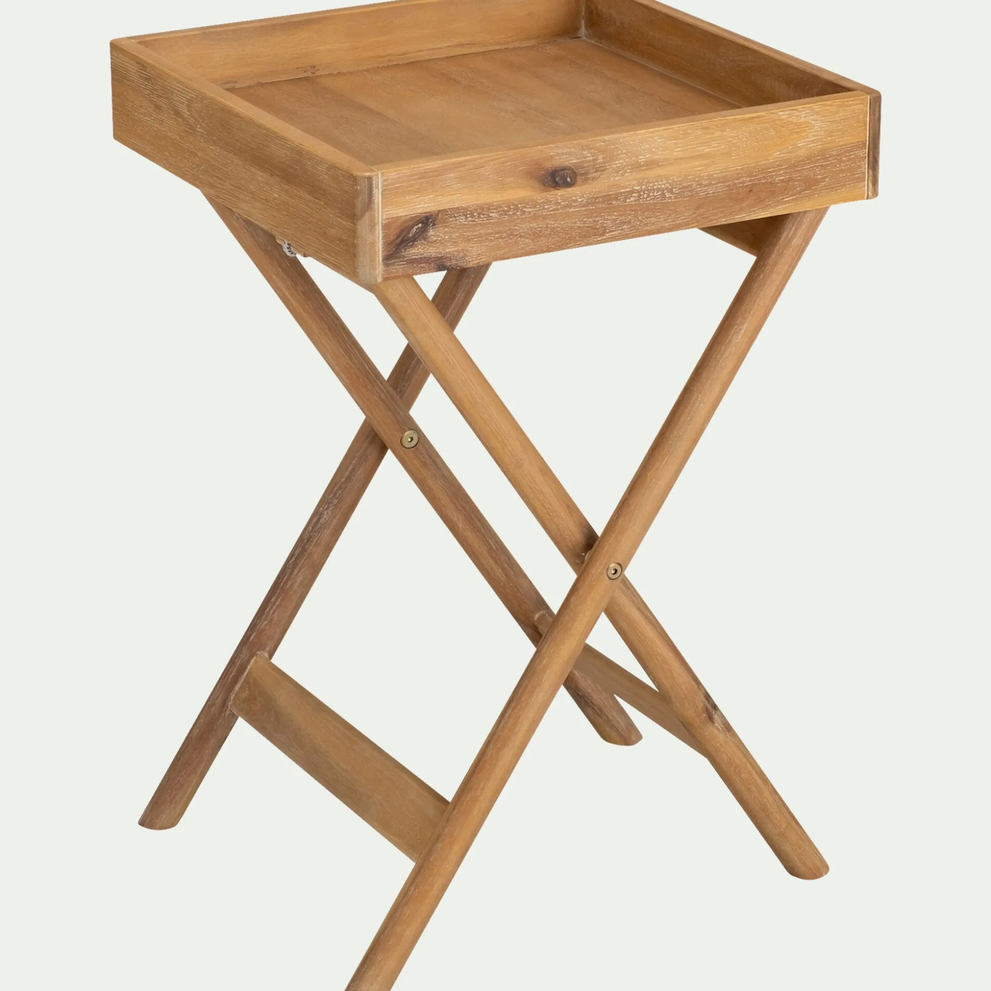 Table de chevet en bois d'acacia massif - bois clair