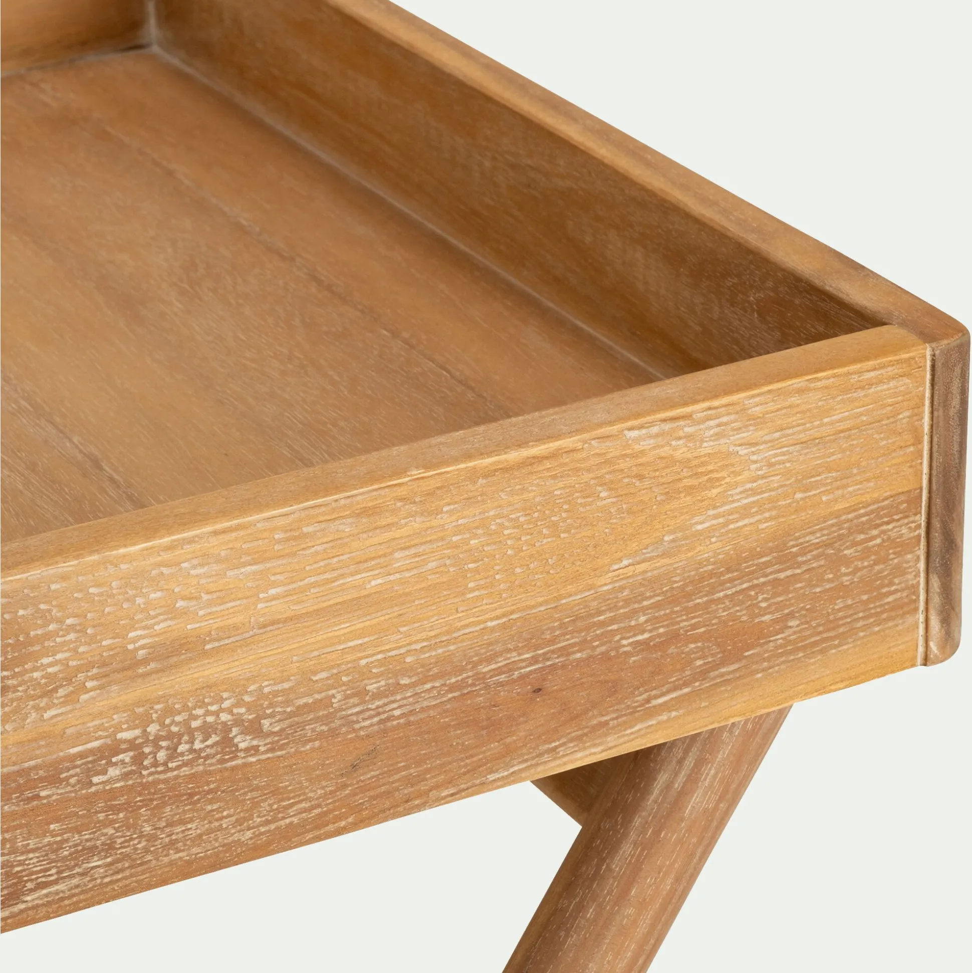 Table de chevet en bois d'acacia massif - bois clair