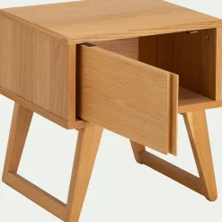 Table de chevet en plaqué chêne L45xl40xH48cm - bois clair