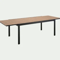 Table de jardin extensible en aluminium effet teck - noir (8 à 12 places)