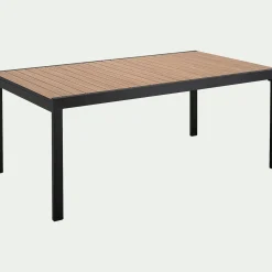 Table de jardin extensible en aluminium effet teck - noir (8 à 12 places)