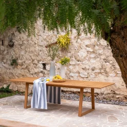 Table de jardin extensible en teck FSC - bois clair (8 à 10 places)