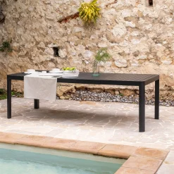 Table de jardin extensible en aluminium - noir (8 à 10 places)