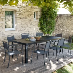 Table de jardin extensible en aluminium - noir (8 à 10 places)