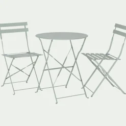 Table de jardin pliante en acier - vert olivier (2 places)