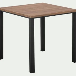 Table de repas carrée effet chêne - bois foncé (4 places)