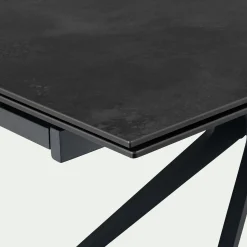 Table de repas extensible en céramique et métal - gris anthracite (10 à 12 places)