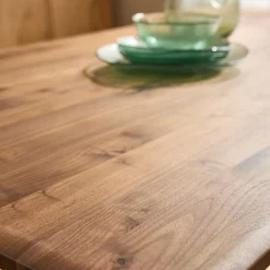 Table de repas fixe en noyer massif - bois foncé (6 places)