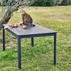 Table de repas jardin en aluminium et duraboard - noir (6 places)
