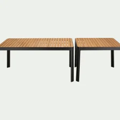 Table de repas jardin en aluminium et teck - bois clair (6 places)