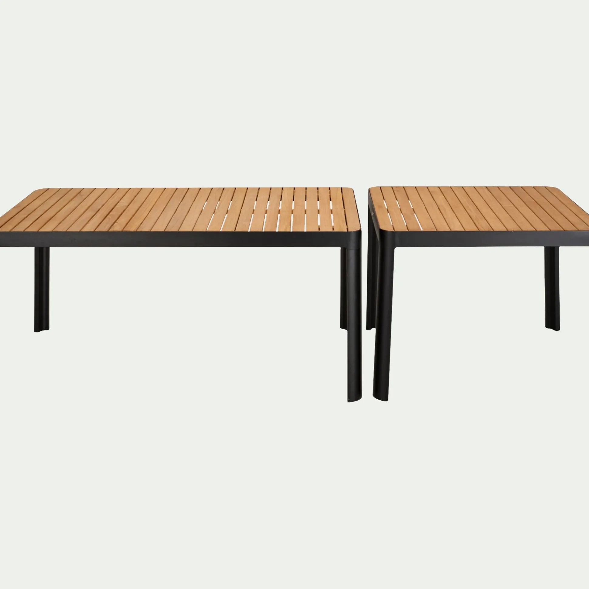 Table de repas jardin en aluminium et teck - bois clair (6 places)