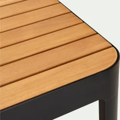 Table de repas jardin en aluminium et teck - bois clair (4 places )