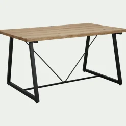 Table de repas jardin en magnésium effet bois et fer - bois clair (6 places)