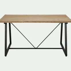 Table de repas jardin en magnésium effet bois et fer - bois clair (6 places)