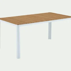 Table de repas jardin en aluminium et polywood- blanc (6 places)